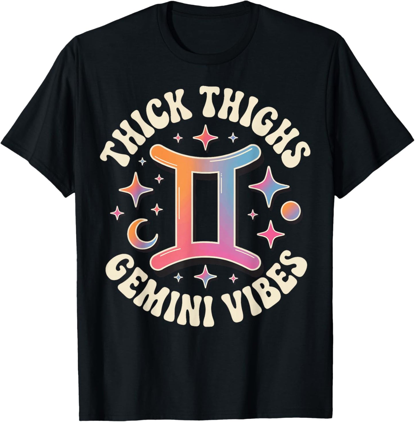Thick Thighs Gemini Vibes T-Shirt - T-Shirt | Black
