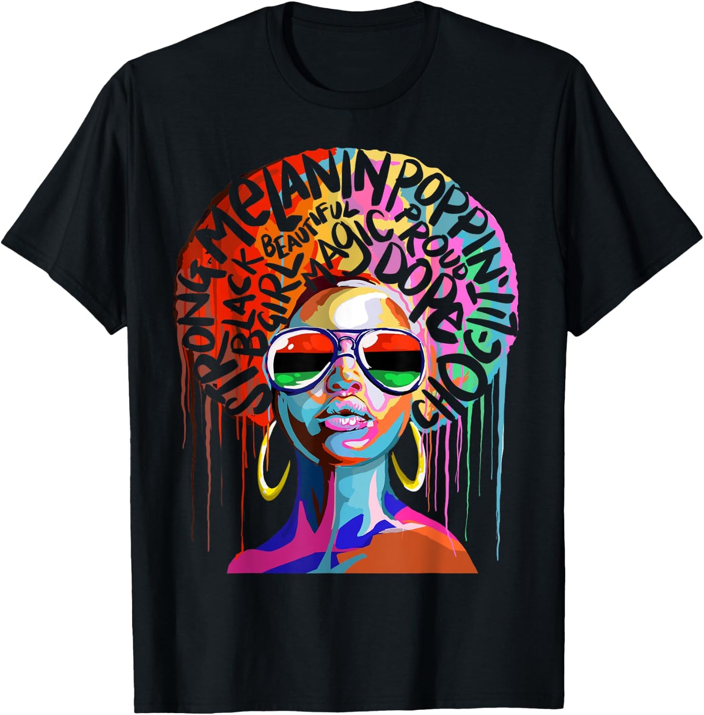Black Queen Strong Words Afro Art T-Shirt - T-Shirt | Black
