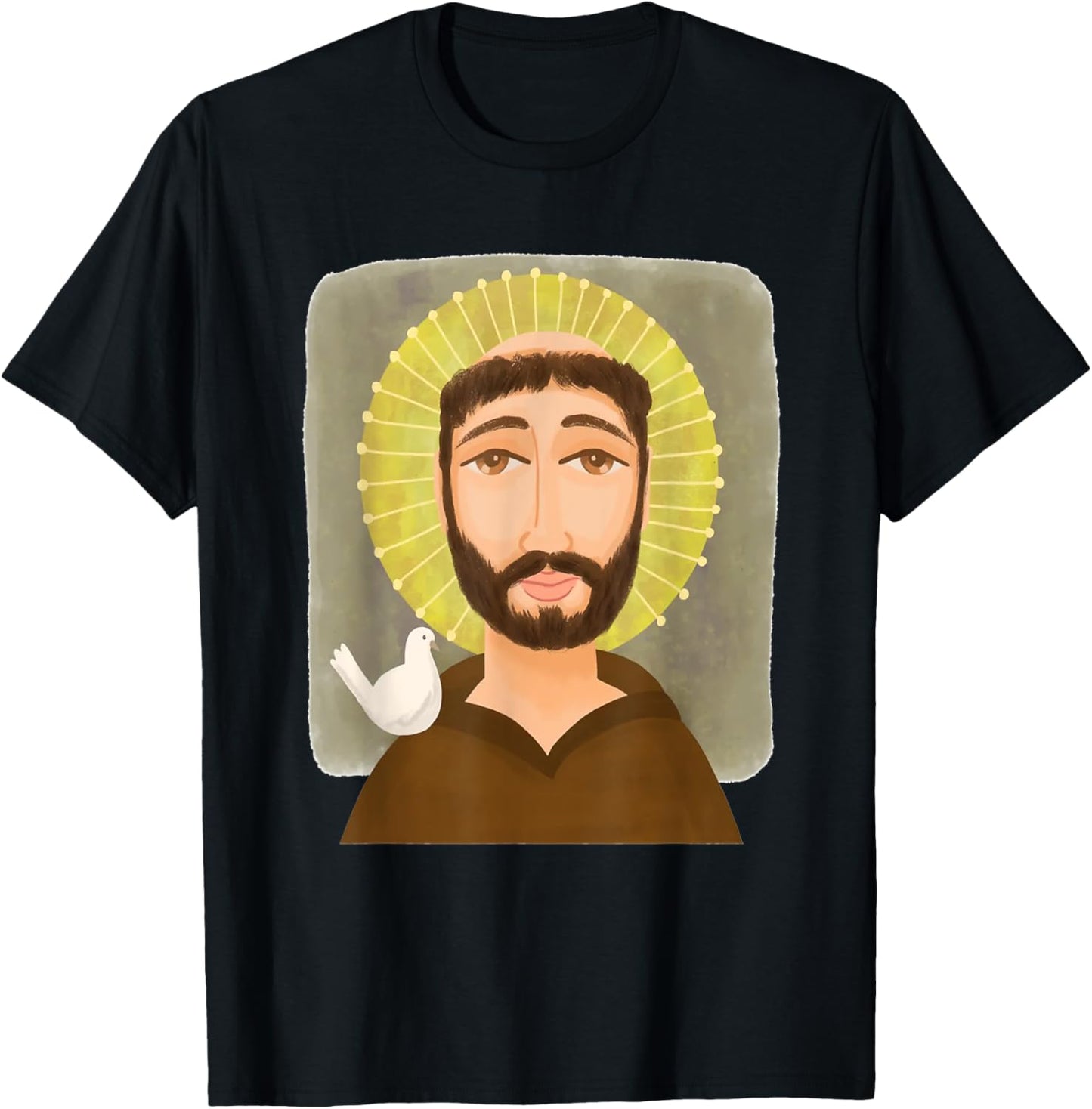 St Francis of Assisi Art Patron Saint of Animals Catholic T-Shirt - T-Shirt | Black