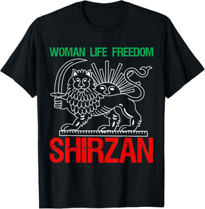 Woman Life Freedom Iran Shirzan Lion & Sun Vintage T-Shirt - T-Shirt | Black
