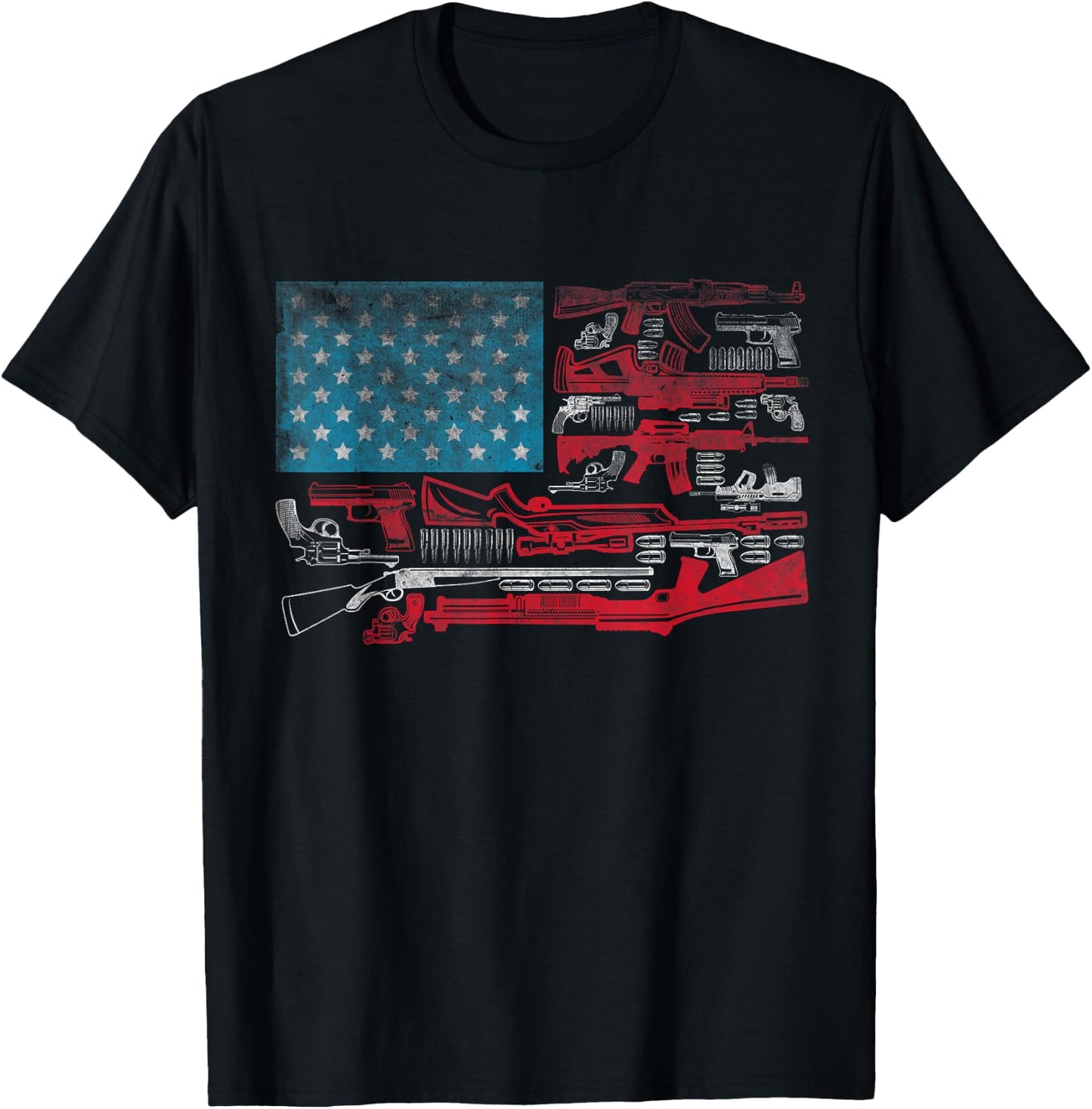American Flag Guns Riffles Bullets US Flag Weapon Ammo Lover Men T-Shirt - T-Shirt | Black