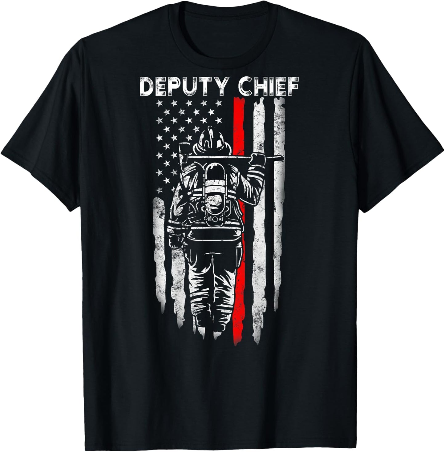 Deputy Fire Chief American flag gifts Patriotic Firefighter T-Shirt - T-Shirt | Black