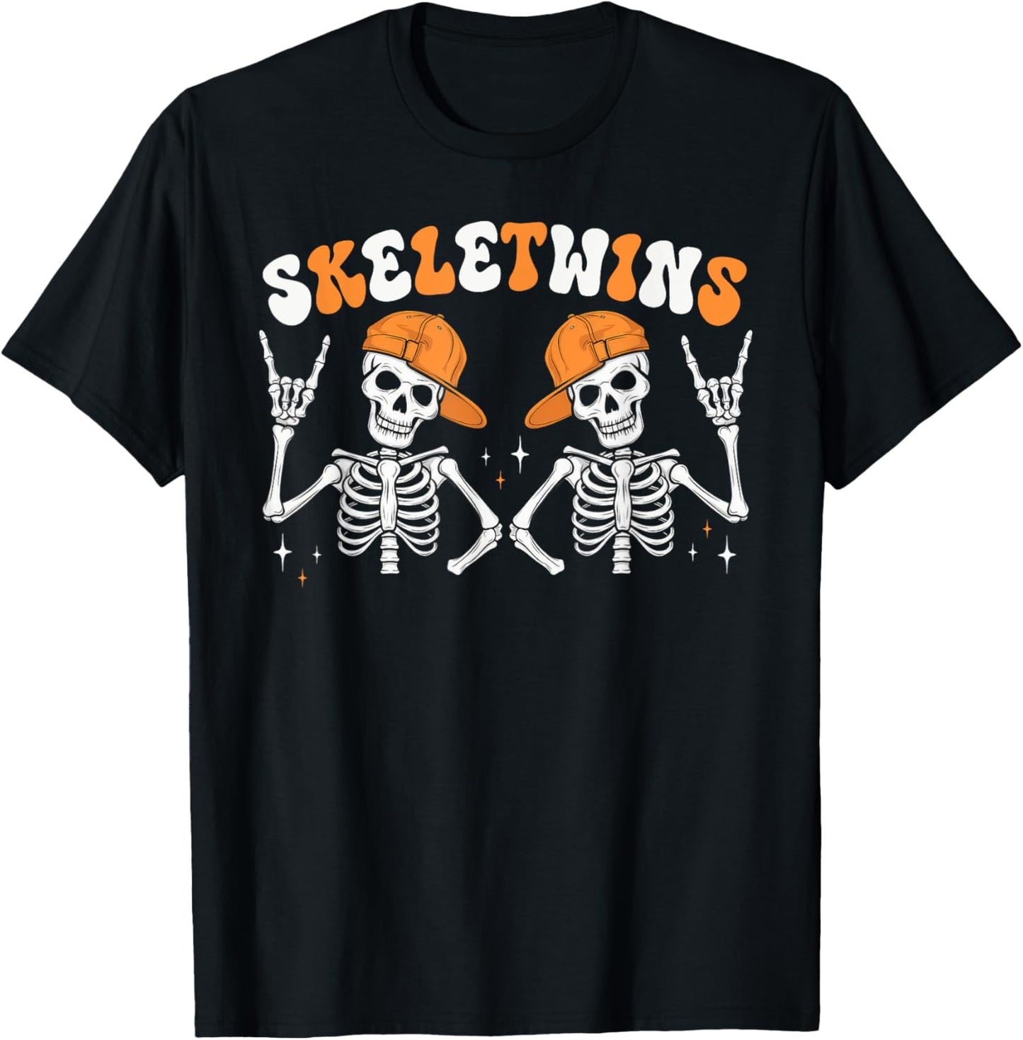 Skeletwins Halloween Twins Skeletons Hat Matching Boys Kids T-Shirt - T-Shirt | Black