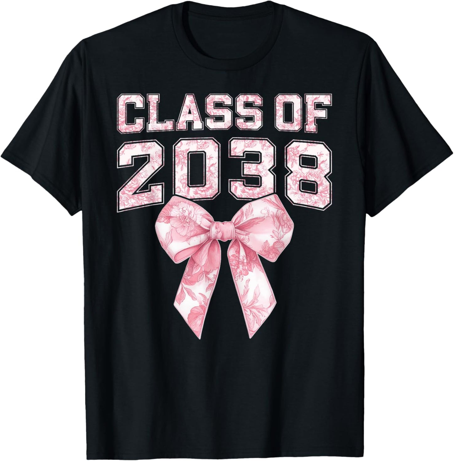 Coquette Bow Preppy Class of 2038 Girly Girl 2038 Graduation T-Shirt - T-Shirt | Black