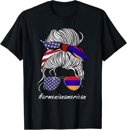 Armenia Women Heritage American Grown Girl Armenia Flag T-Shirt - T-Shirt | Black