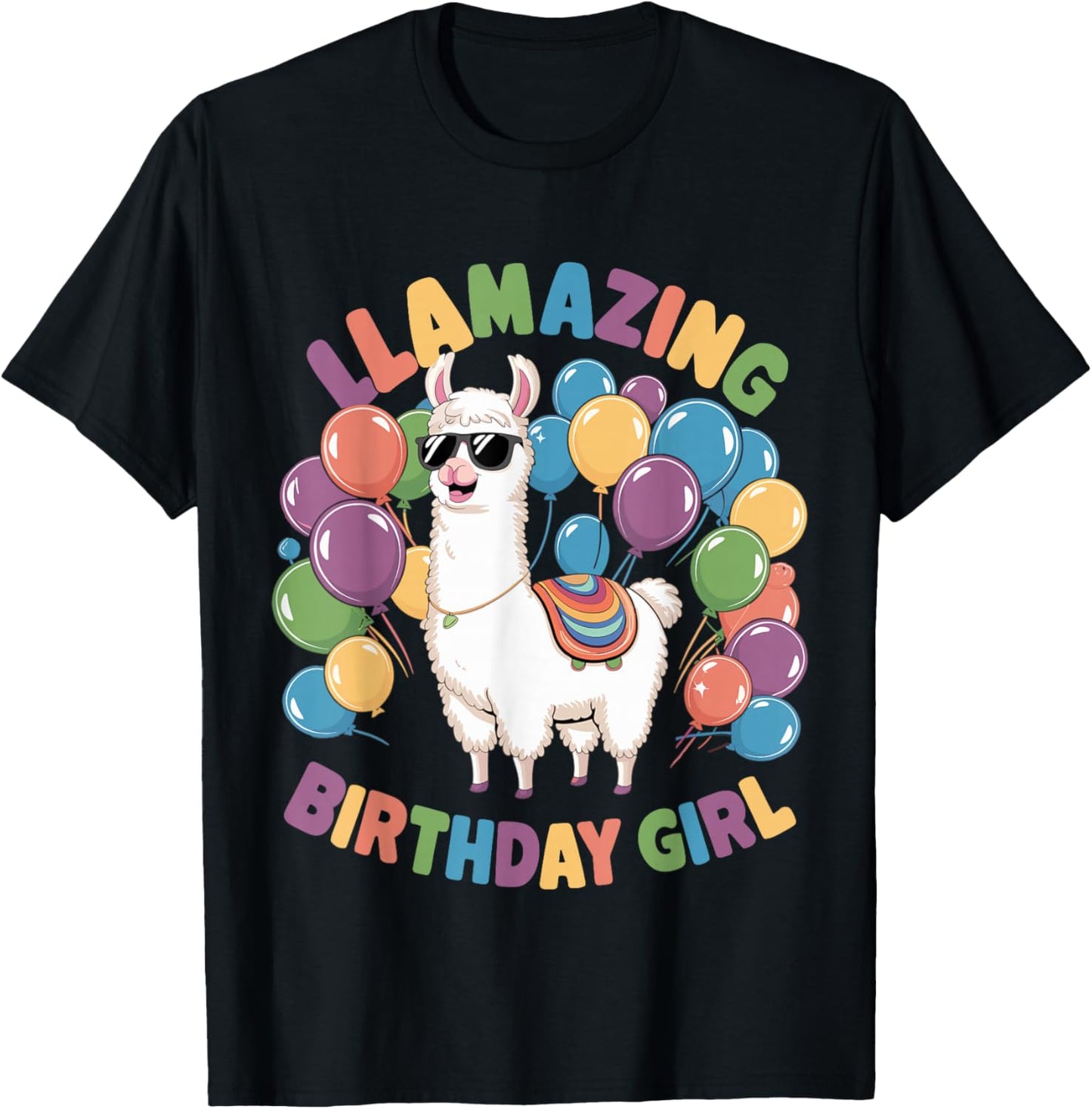 Llama Birthday LLamazing Party Alpaca Balloons T-Shirt - T-Shirt | Black