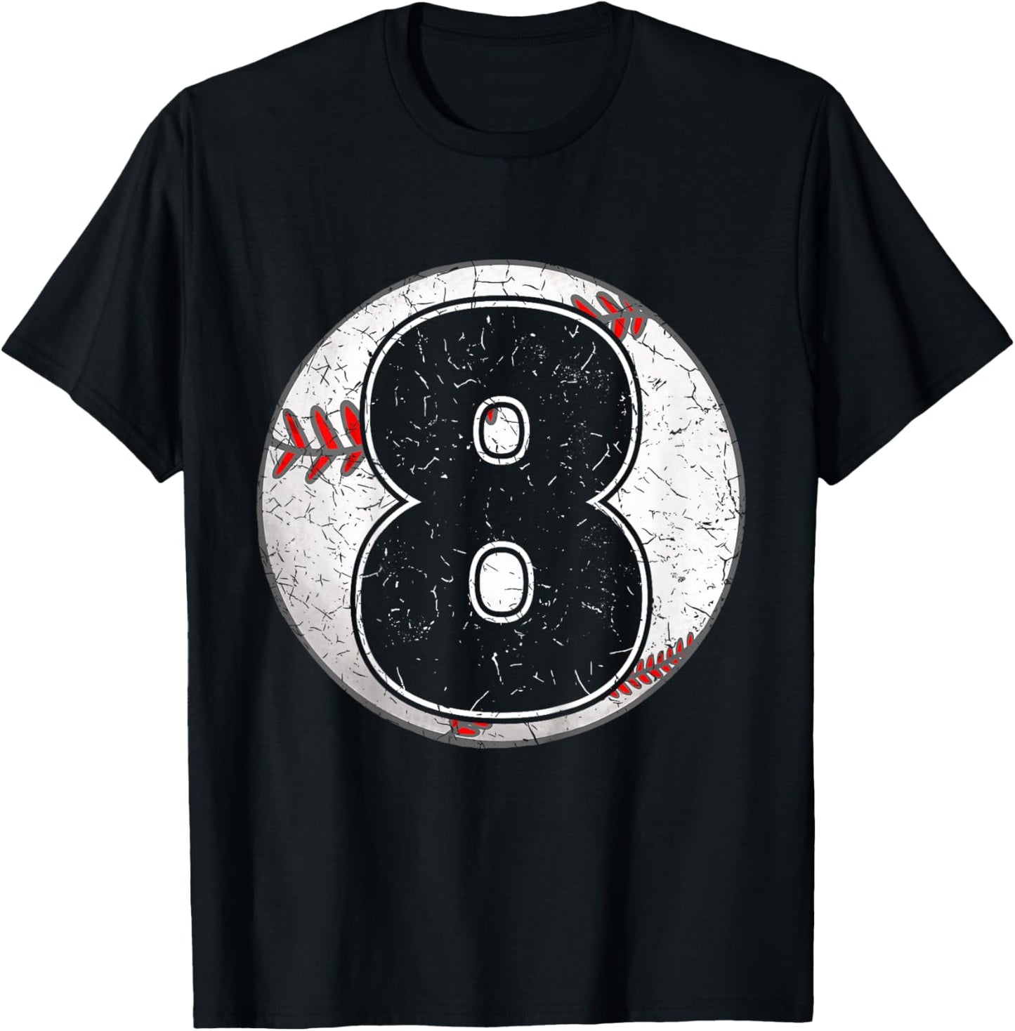 Kids Birthday Boy 8 Eight Baseball 8th Birthday Baseball Player T-Shirt - T-Shirt | Black