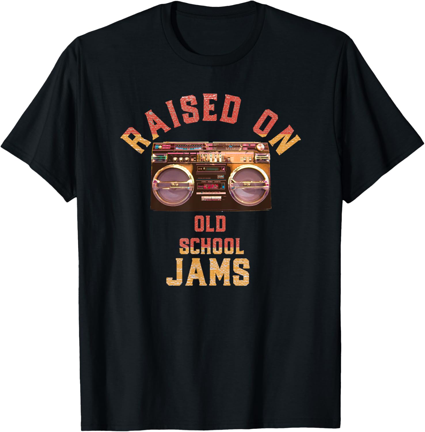Raised On Old School Jams Vintage Hip Hop R&B Music T-Shirt - T-Shirt | Black