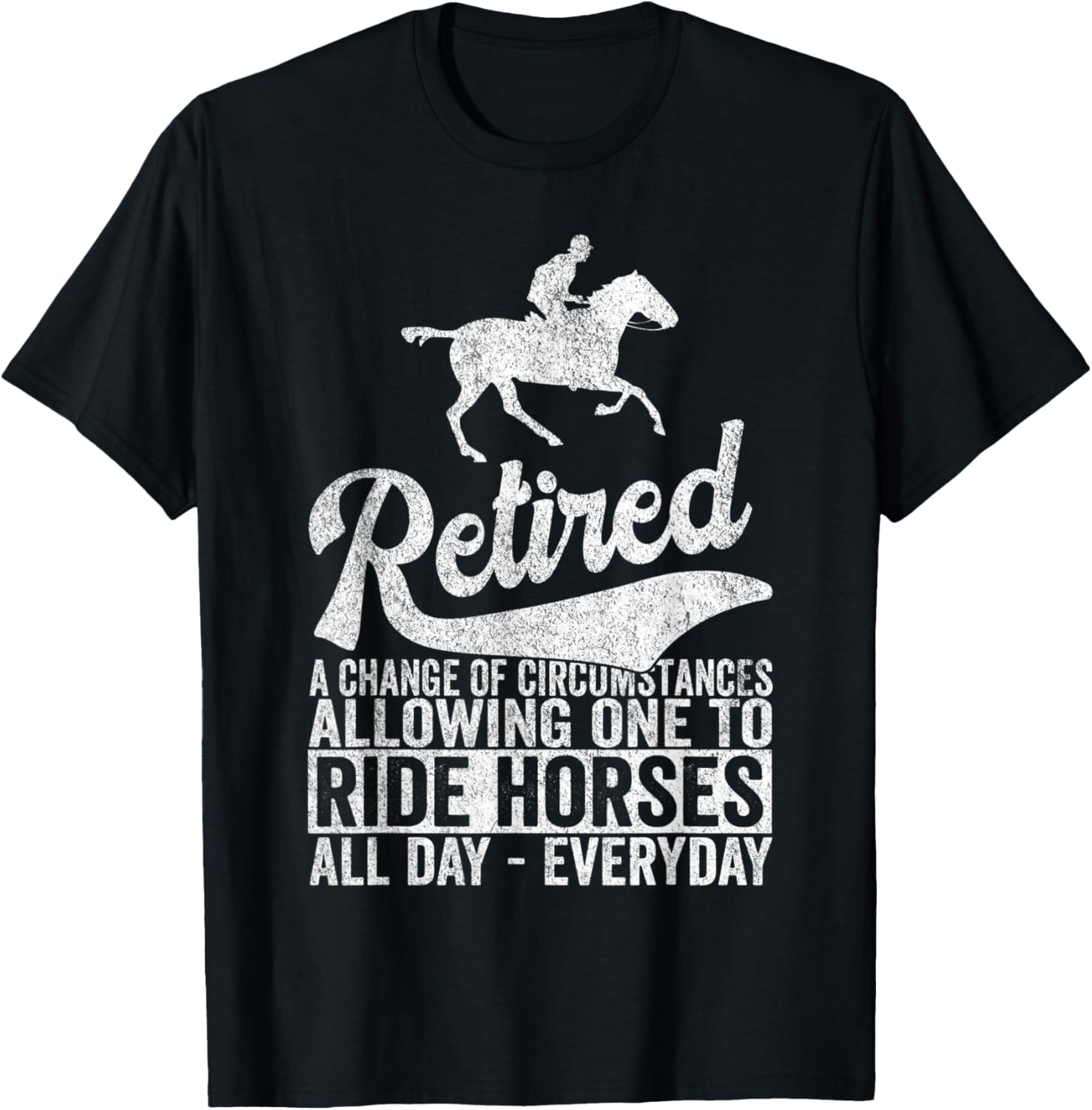 Funny Retired Definition Retirement Plan Horse Riding Retro T-Shirt - T-Shirt | Black