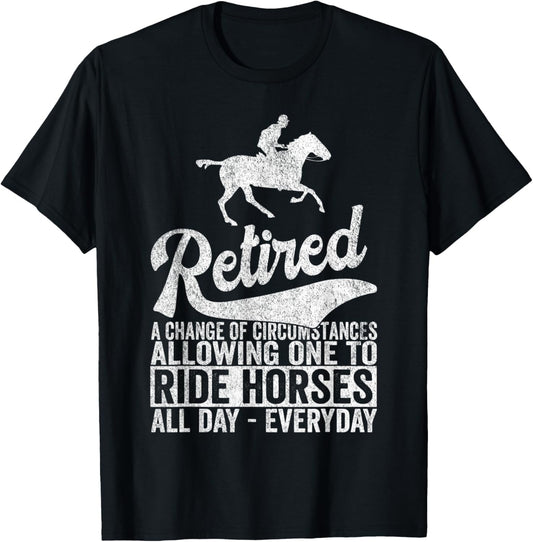 Funny Retired Definition Retirement Plan Horse Riding Retro T-Shirt - T-Shirt | Black