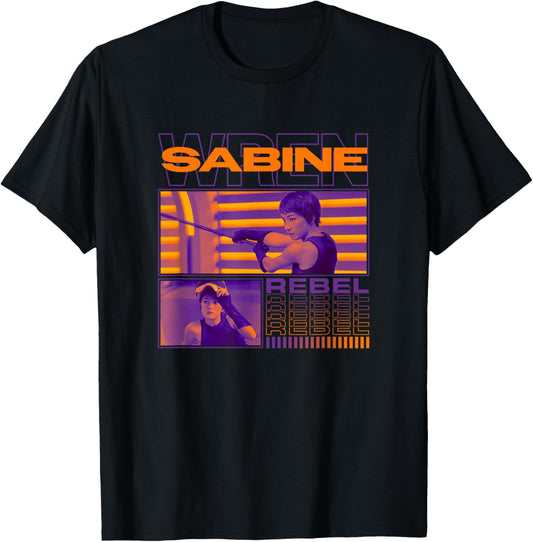 Star Wars: Ahsoka Sabine Wren Retro Rebel Knight Panels T-Shirt - T-Shirt | Black