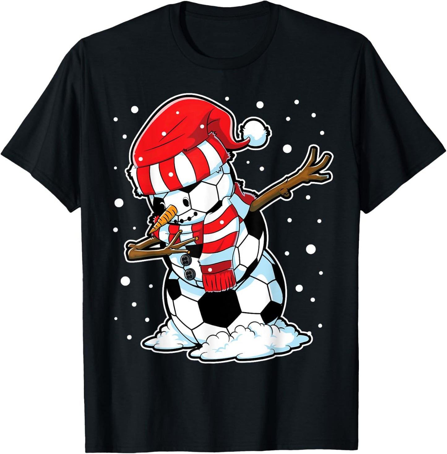 Soccer Christmas Snowman Dabbing Ball Santa Boys Girls Men T-Shirt - T-Shirt | Black