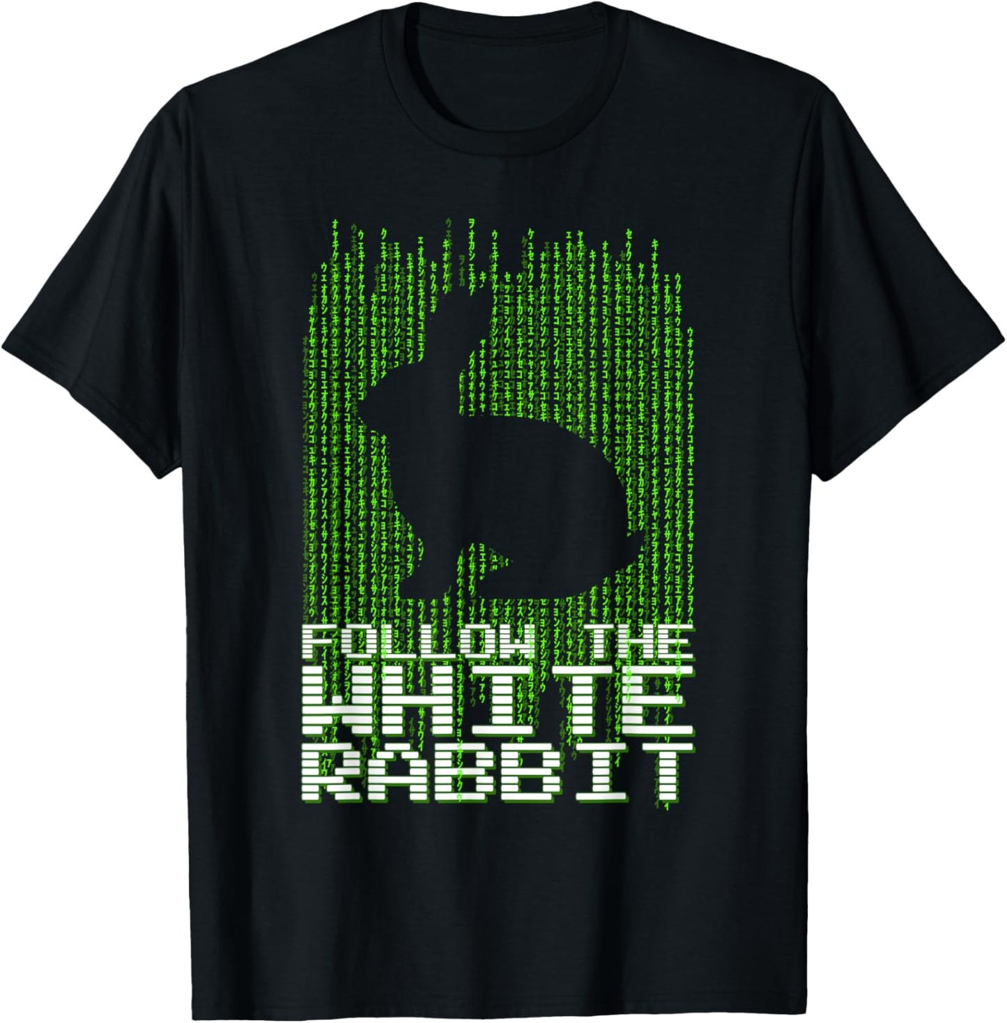 Follow the White Rabbit Code Quote T-Shirt - T-Shirt | Black