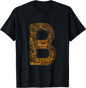 Orange B - Blessed In Countless Ways Orange Graphic T-Shirt - T-Shirt | Black