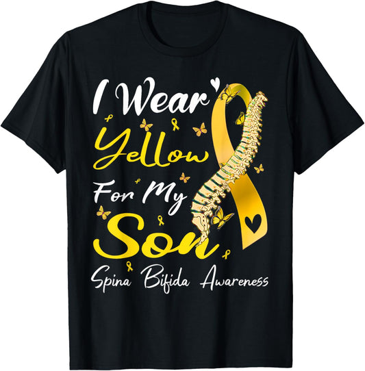 I Wear Yellow For My Son Spina Bifida Awareness T-Shirt - T-Shirt | Black