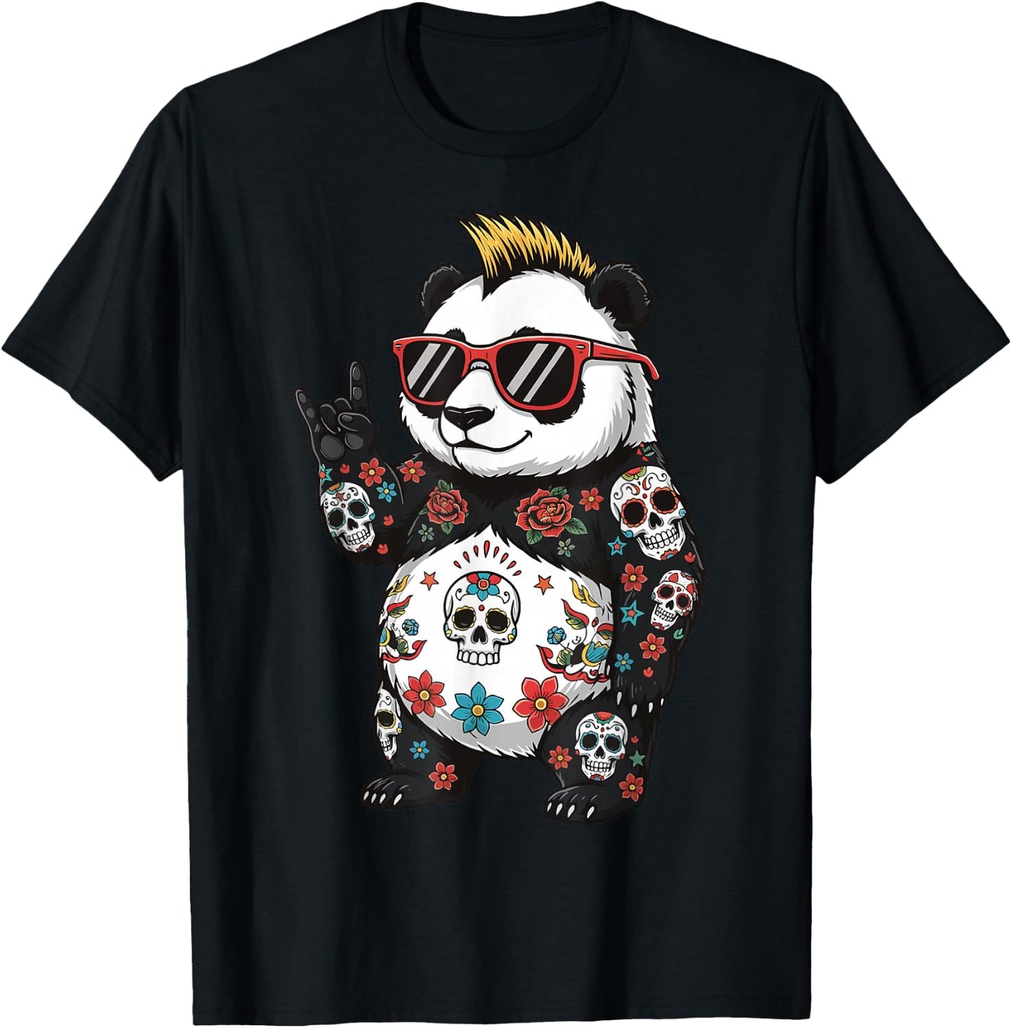 Panda Punk Rock Heavy Metal Rodent T-Shirt - T-Shirt | Black