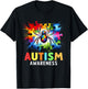 Spider Autism Awareness Autistic Colorful T-Shirt - T-Shirt | Black