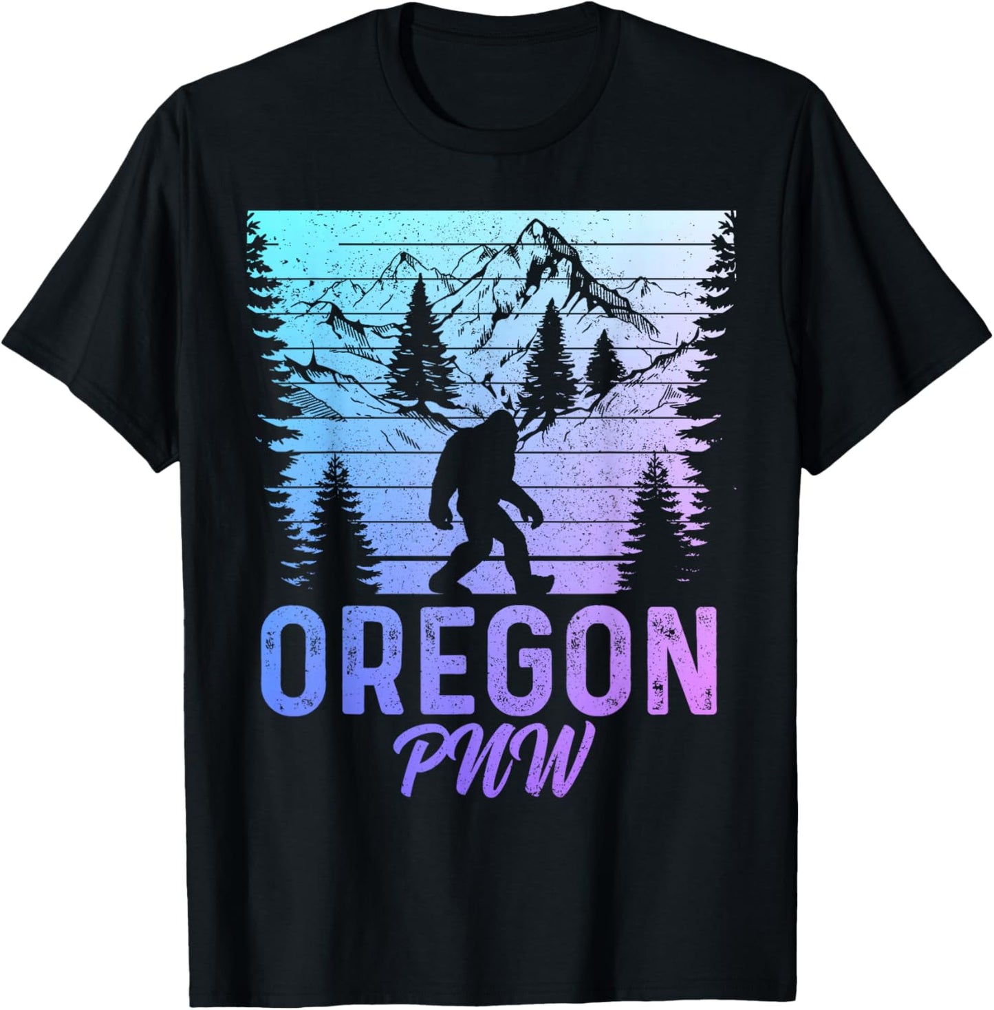 Oregon PNW Bigfoot Vintage Pacific Northwest Sasquatch T-Shirt - T-Shirt | Black