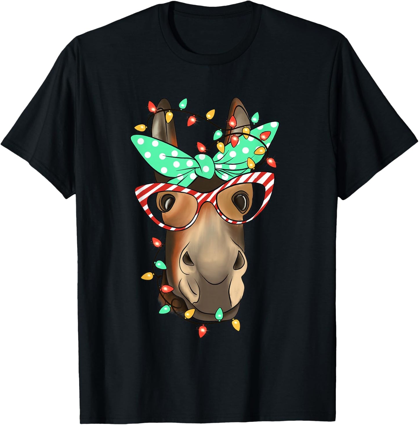 Funny Donkey Farmer Women Girls Family Christmas T-Shirt - T-Shirt | Black
