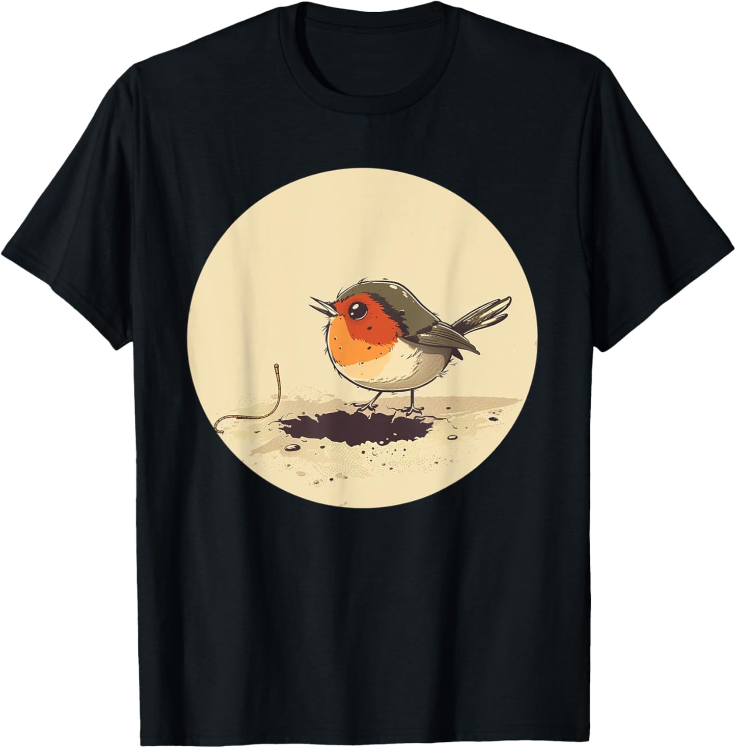 Early Bird with Worm Outfit for Robin and Birds Lovers T-Shirt - T-Shirt | Black
