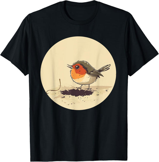 Early Bird with Worm Outfit for Robin and Birds Lovers T-Shirt - T-Shirt | Black