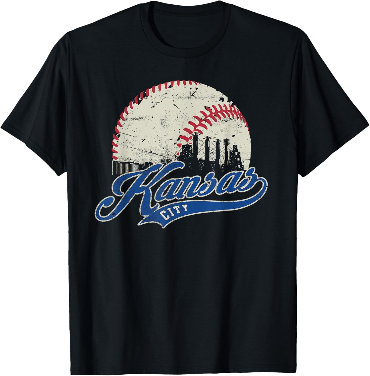 Kansas City Retro Baseball Lover Game Day Men Boys Girls T-Shirt - T-Shirt | Black