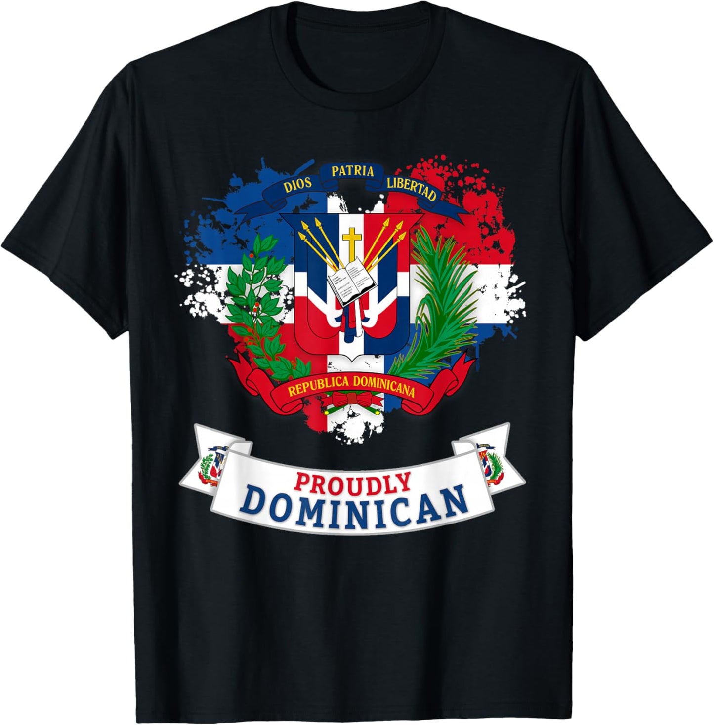 Coat of Arms Republica Dominicana For Kids & Dominican Flag T-Shirt - T-Shirt | Black