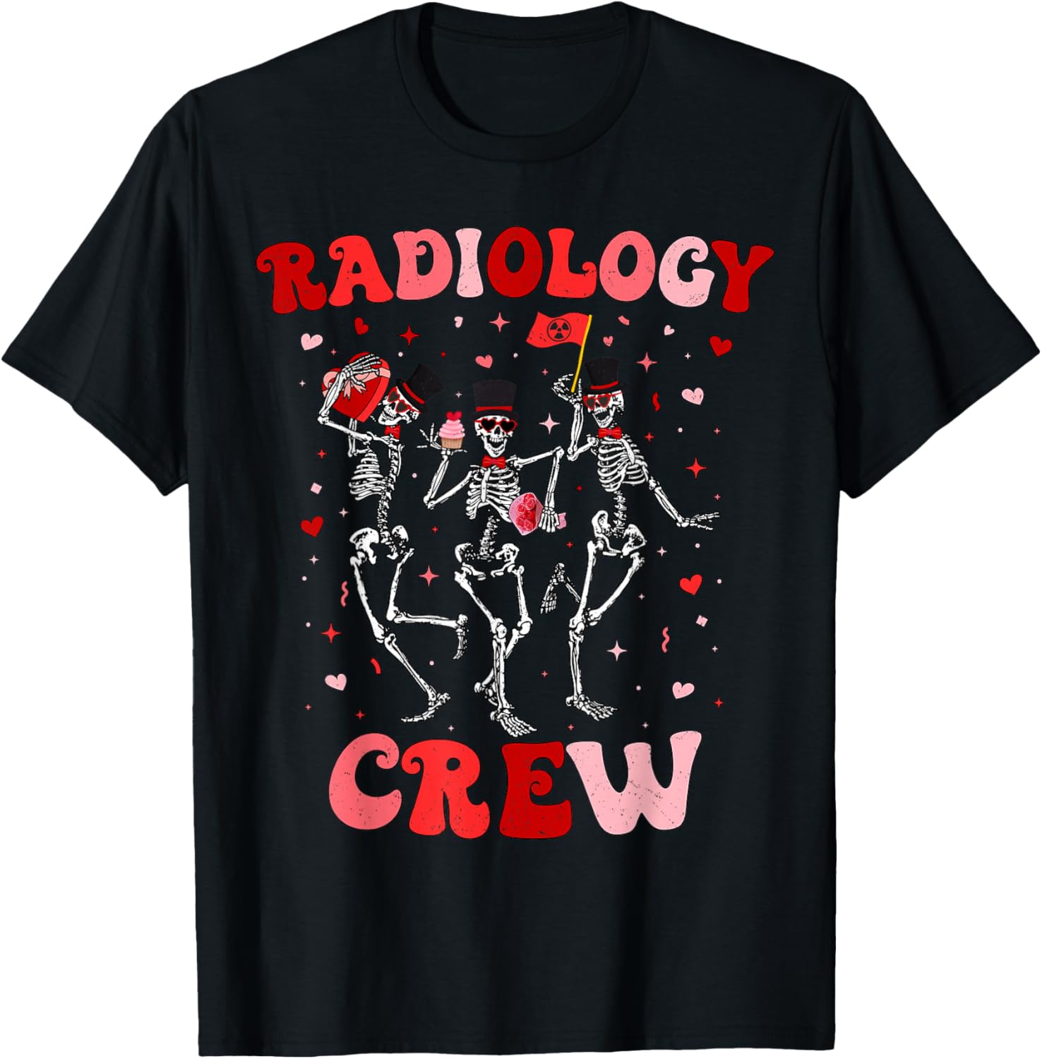 Dancing Skeleton Radiology Crew Valentines RAD Tech T-Shirt - T-Shirt | Black