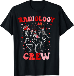 Dancing Skeleton Radiology Crew Valentines RAD Tech T-Shirt - T-Shirt | Black