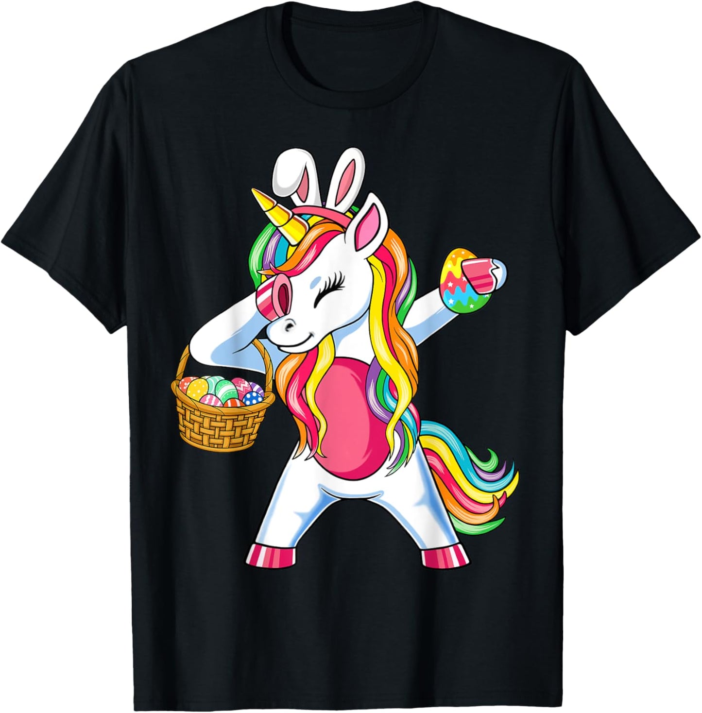 Easter Unicorn Shirt With Eggs Happy Easter Boys Girls Kids T-Shirt - T-Shirt | Black