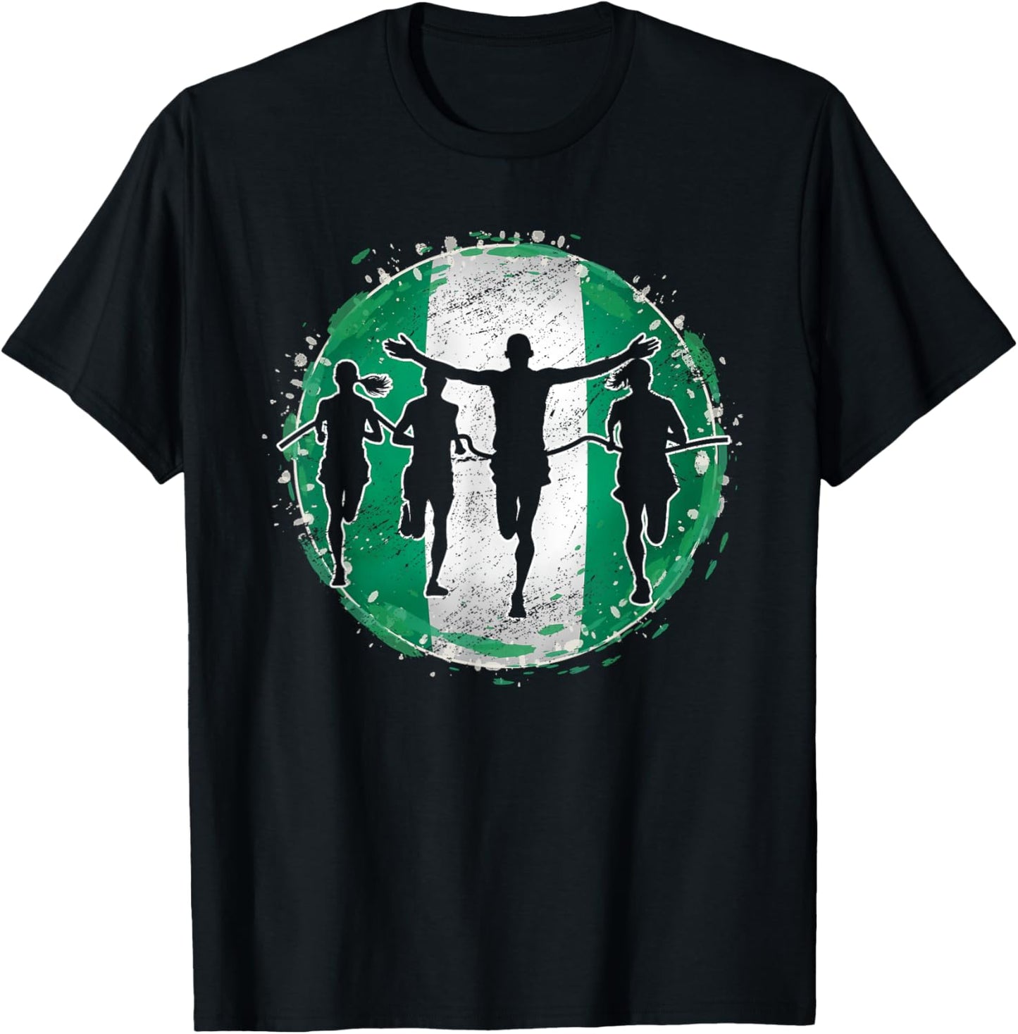 Running Marathon Runners Nigeria Nigerian Flag Nigeria T-Shirt - T-Shirt | Black