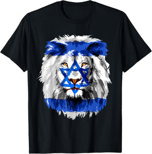Jew Star Of David Lion Head Patriotic Jewish Flag Kids Men T-Shirt - T-Shirt | Black