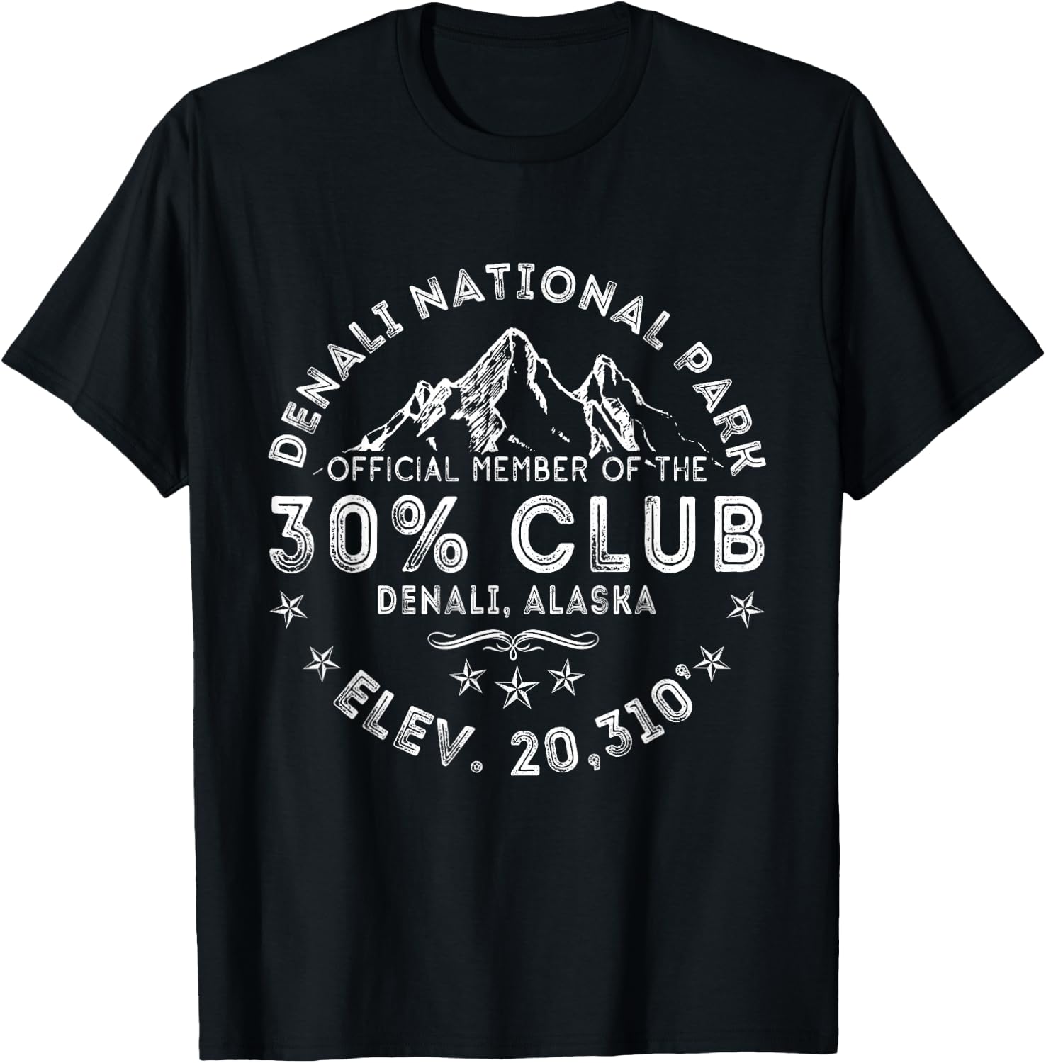 Retro Denali 30% Club Alaska National Park Denali Alaska T-Shirt - T-Shirt | Black