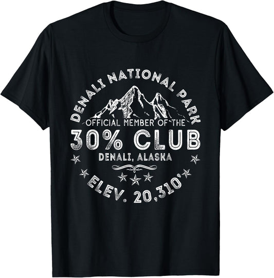 Retro Denali 30% Club Alaska National Park Denali Alaska T-Shirt - T-Shirt | Black