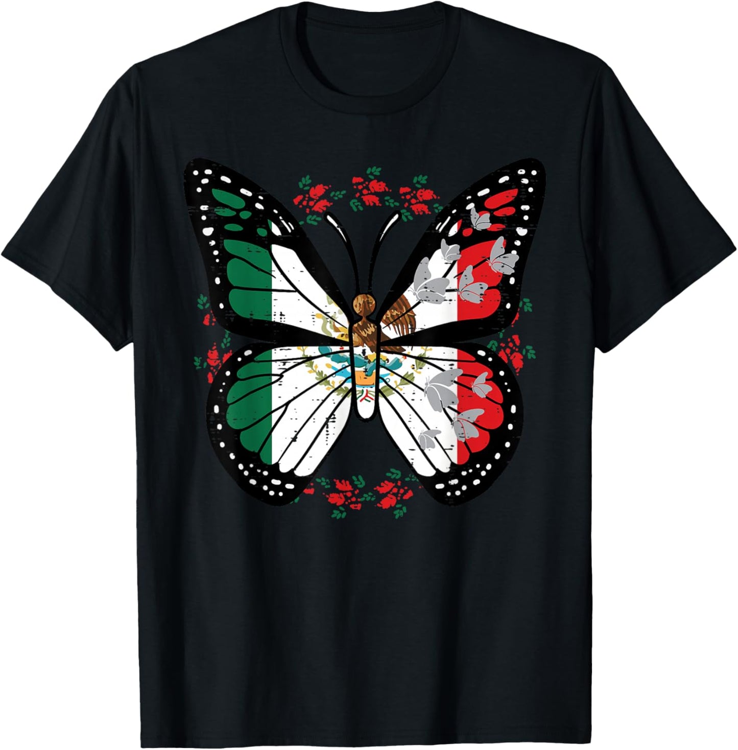 Mexican Independence Day Butterfly Mexico Women Girls Kids T-Shirt - T-Shirt | Black