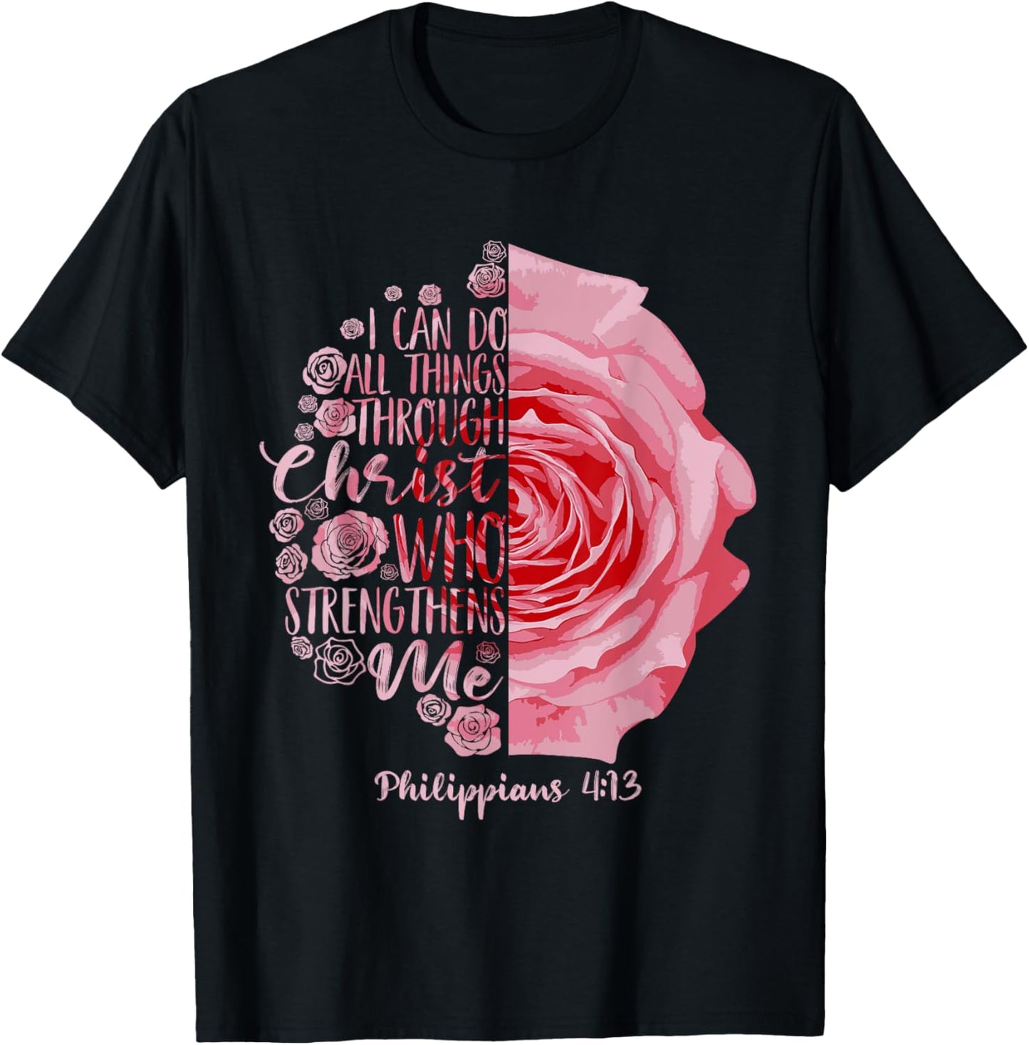 Funny Christian Philippians 4 13 Gift Kids Men And Women T-Shirt - T-Shirt | Black