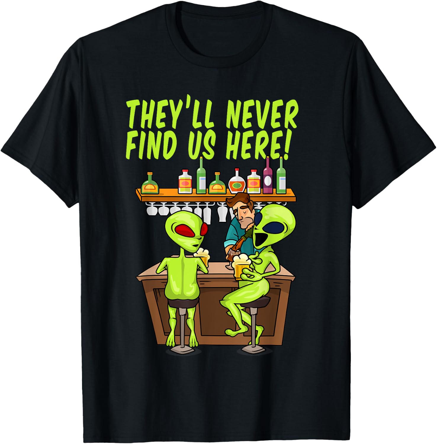 Funny Storm Area 51 Festival Apparel, Alien UFO Hunter Humor T-Shirt - T-Shirt | Black