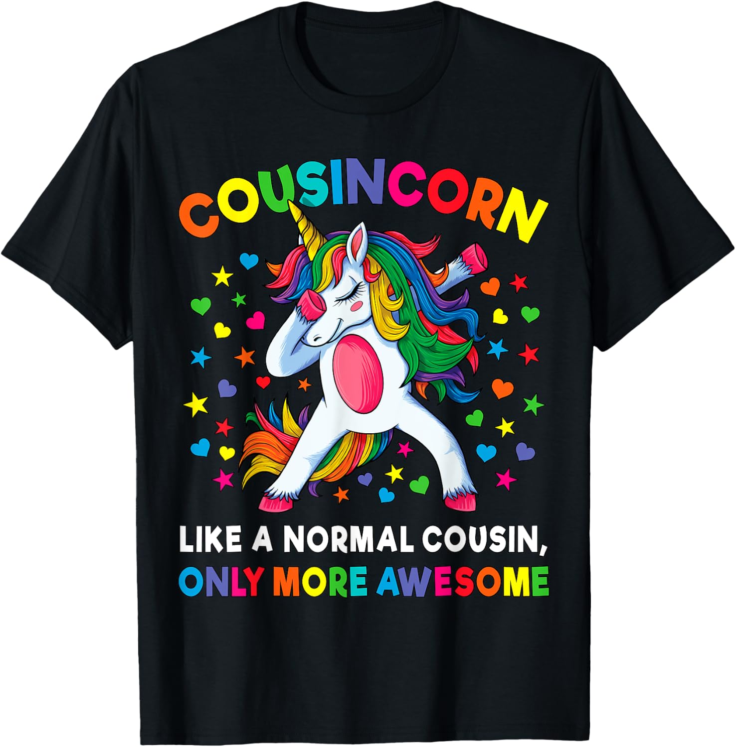Cousincorn Like A Cousin Only Awesome Dabbing Unicorn T-Shirt - T-Shirt | Black