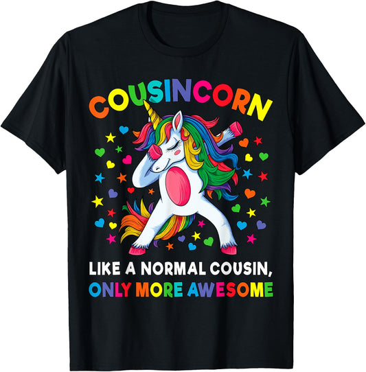 Cousincorn Like A Cousin Only Awesome Dabbing Unicorn T-Shirt - T-Shirt | Black