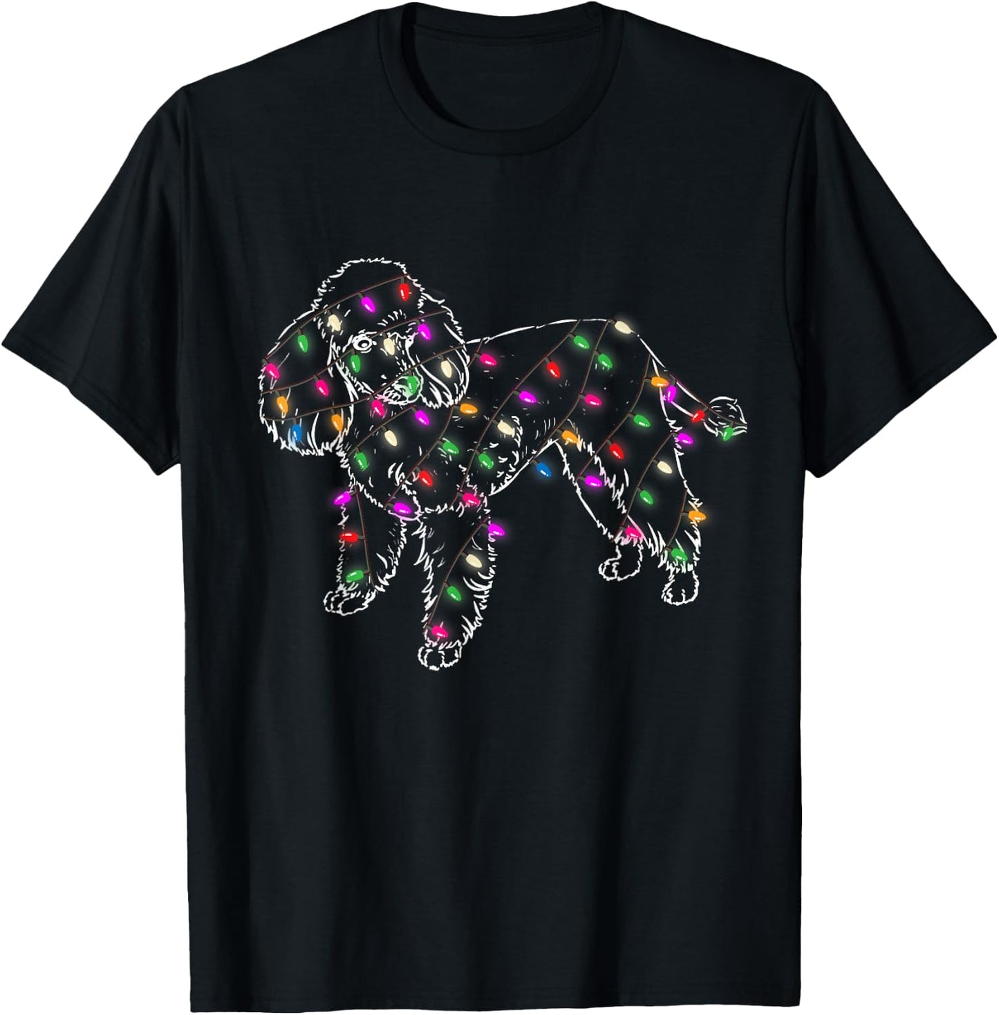 Funny Poodle Dogs Light Christmas Pet Animal Dog Gifts Men Women Kids T-Shirt - T-Shirt | Black