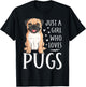 Just A Girl Who Loves Pugs Cute Dog Lover Girls Women T-Shirt - T-Shirt | Black