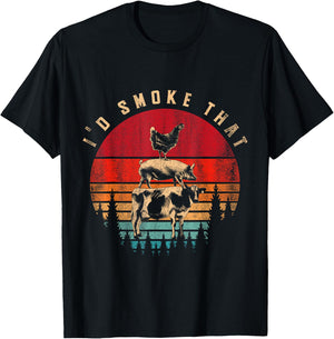 Funny Id Smoke That Barbecue Chef Grillmaster Gift Retro BBQ T-Shirt - T-Shirt | Black