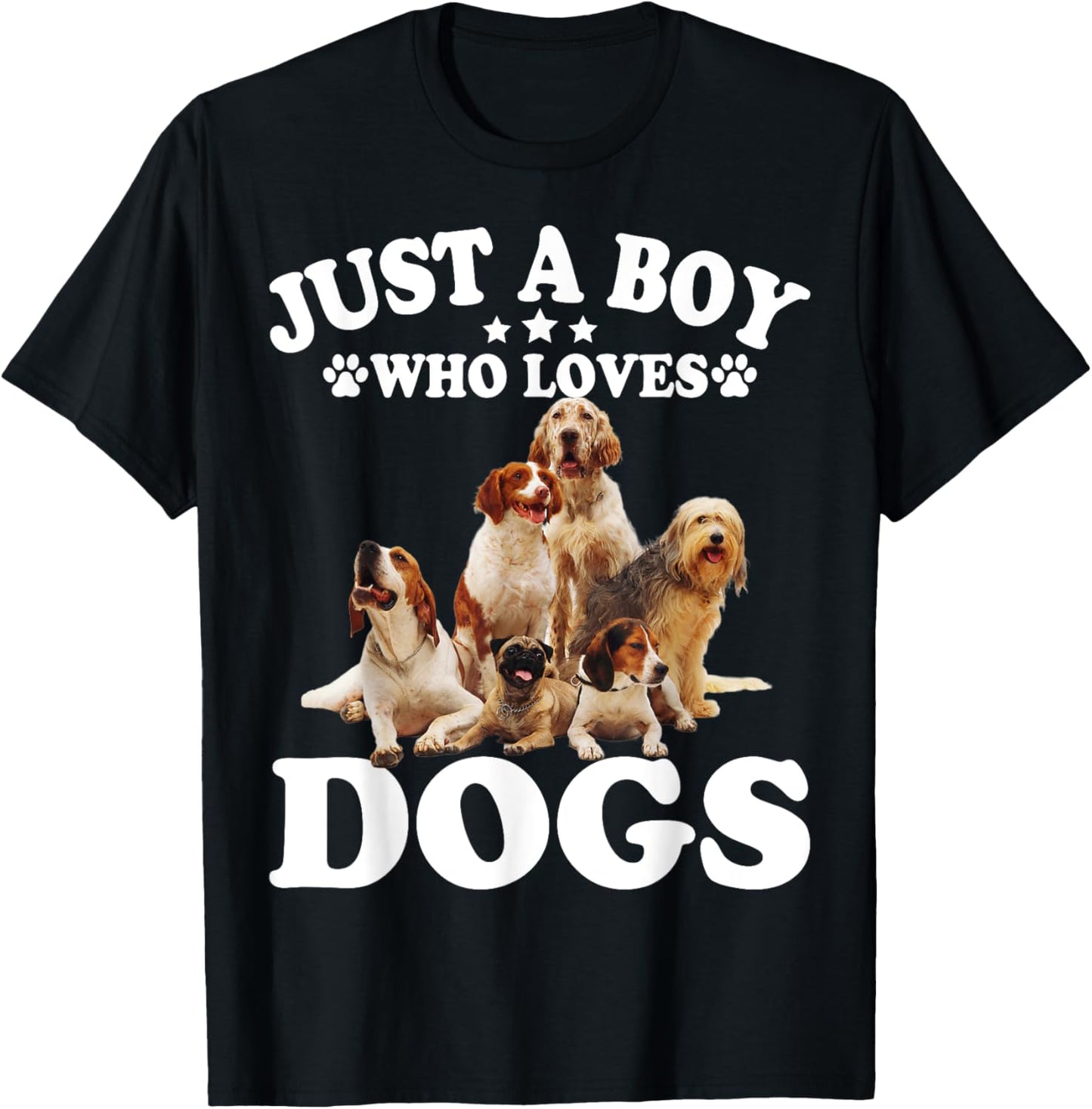 Just A Boy Who Loves Dogs Shirt For Kids Boys Puppies Dogs T-Shirt - T-Shirt | Black
