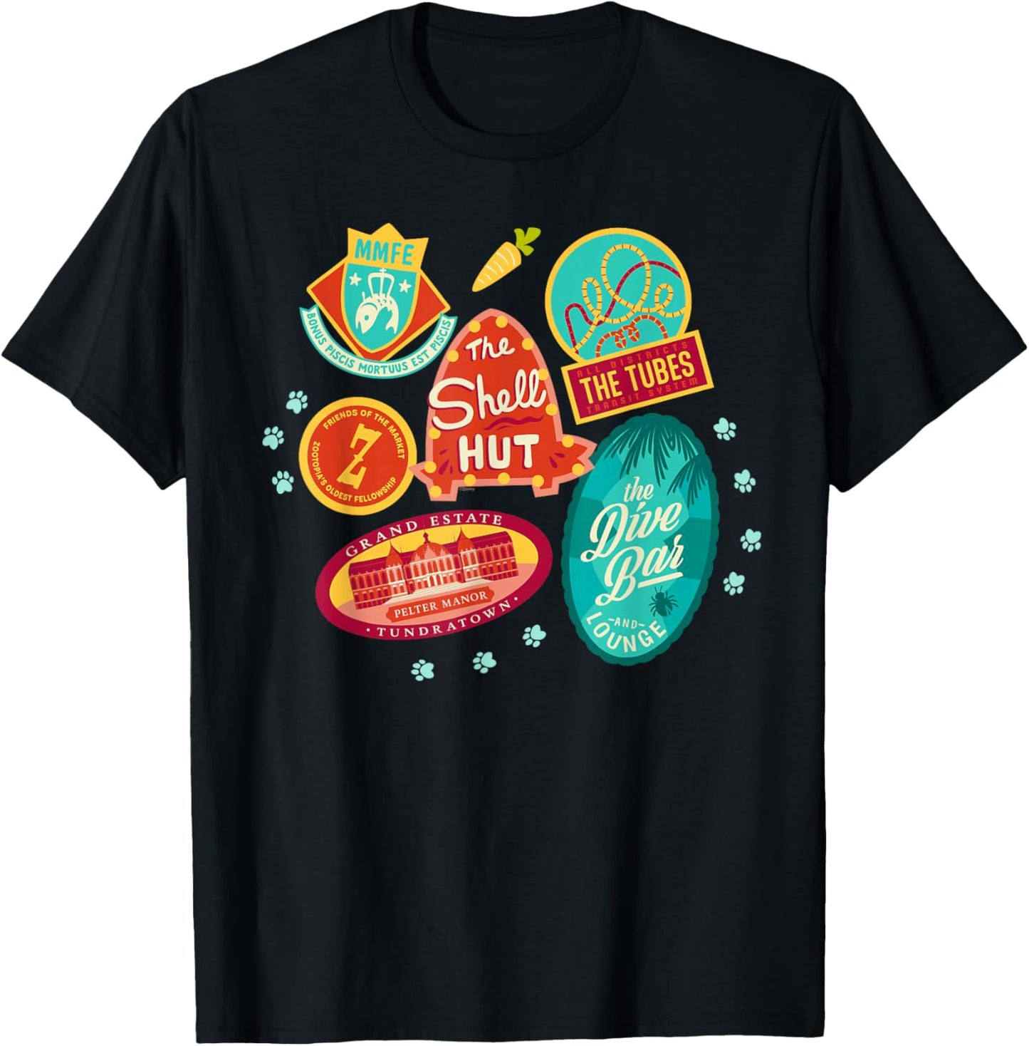 Disney Zootopia 2 Nick & Judy's City Tour Locations T-Shirt - T-Shirt | Black