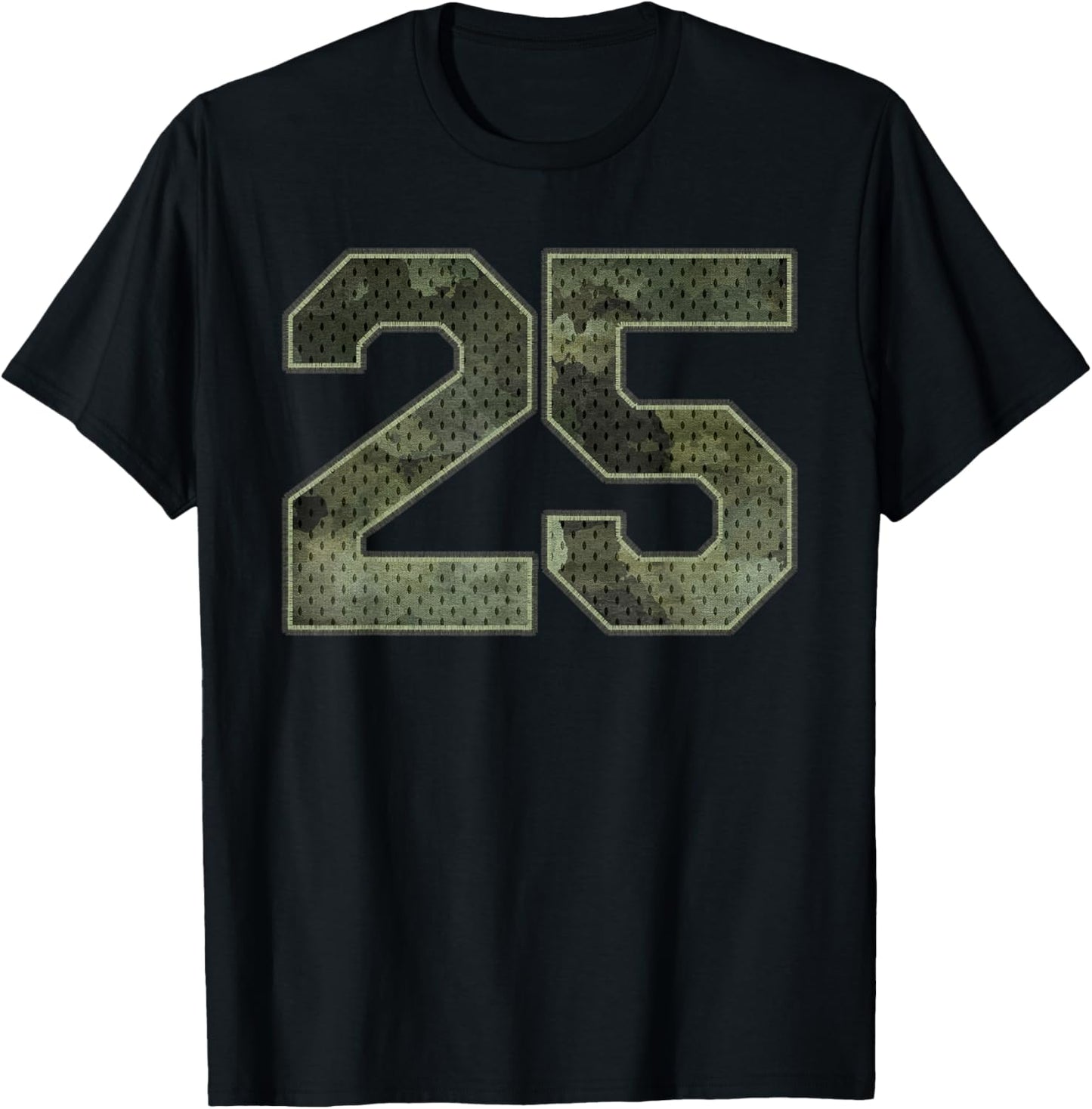 Camo Number 25 Athlete Sports Jersey Supporter Fanwear T-Shirt - T-Shirt | Black
