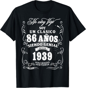 Vintage 86th Birthday Men Funny 1939 86 Birthday Spanish T-Shirt - T-Shirt | Black