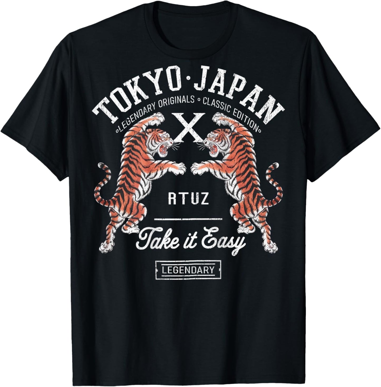 Hip Hop Urban Vintage Retro Y2K Backprint Streetwear Tiger T-Shirt - T-Shirt | Black
