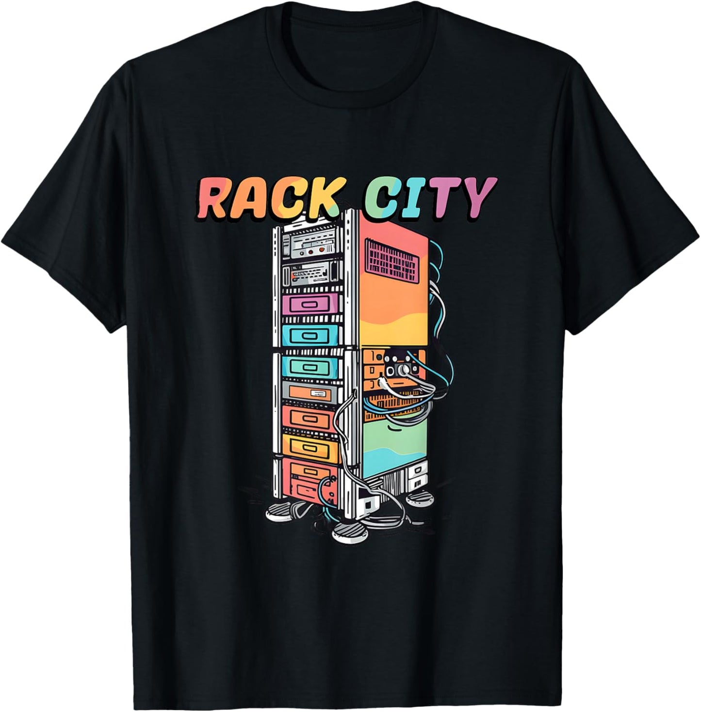 Rack City Network Server Rack - Network Engineer Homelab T-Shirt - T-Shirt | Black