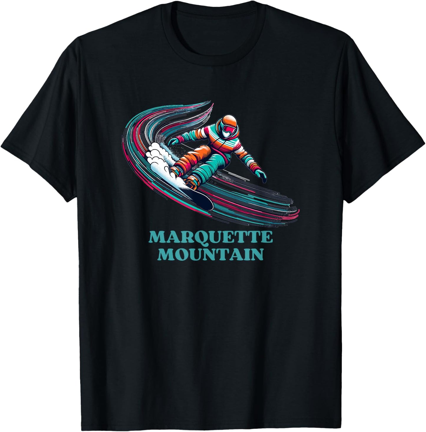 Marquette Mountain Michigan Snowboarding Snowboarder T-Shirt - T-Shirt | Black