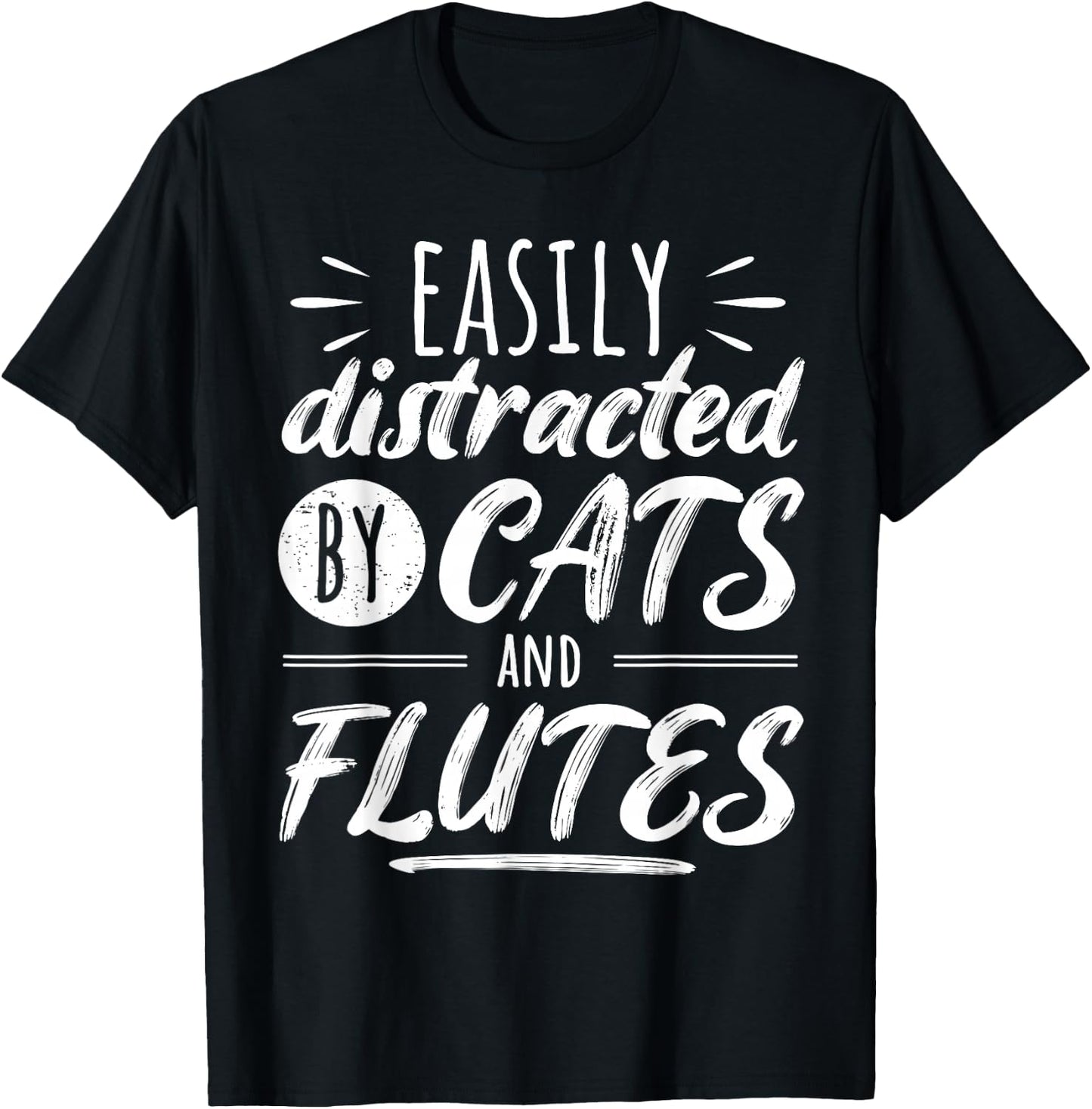 Funny Flute Player Saying Cat Owner I Cats And Flutes T-Shirt - T-Shirt | Black